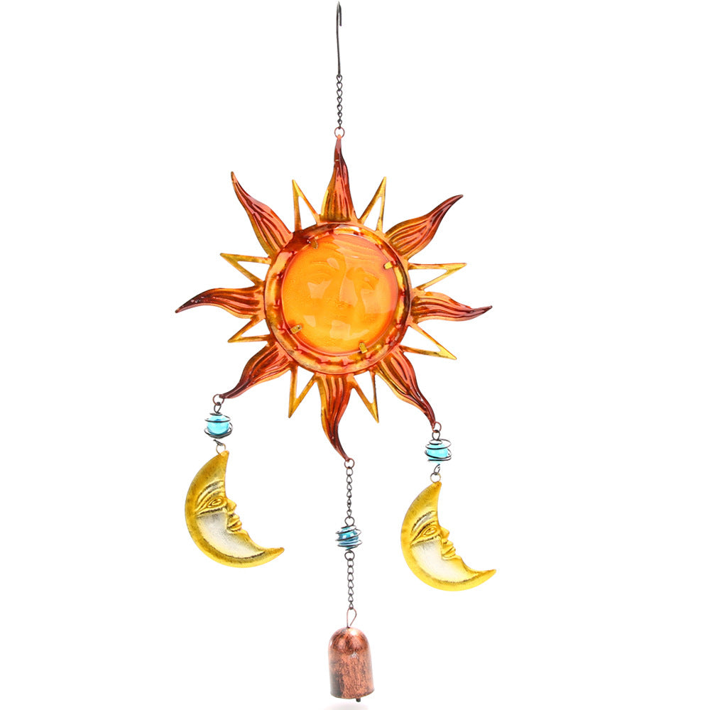 Wholesale Sun and Moon Metal Glass Painted Wind Chime